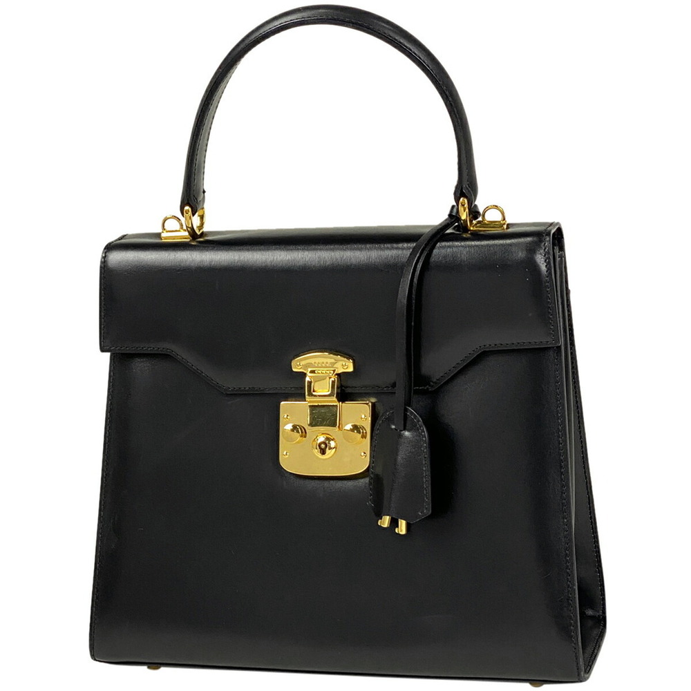 Gucci Lady Lock 2way Handbag Leather Black